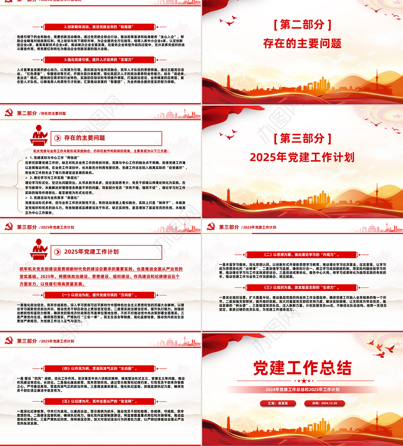 2025党建工作总结PPT党政风党建述职模板