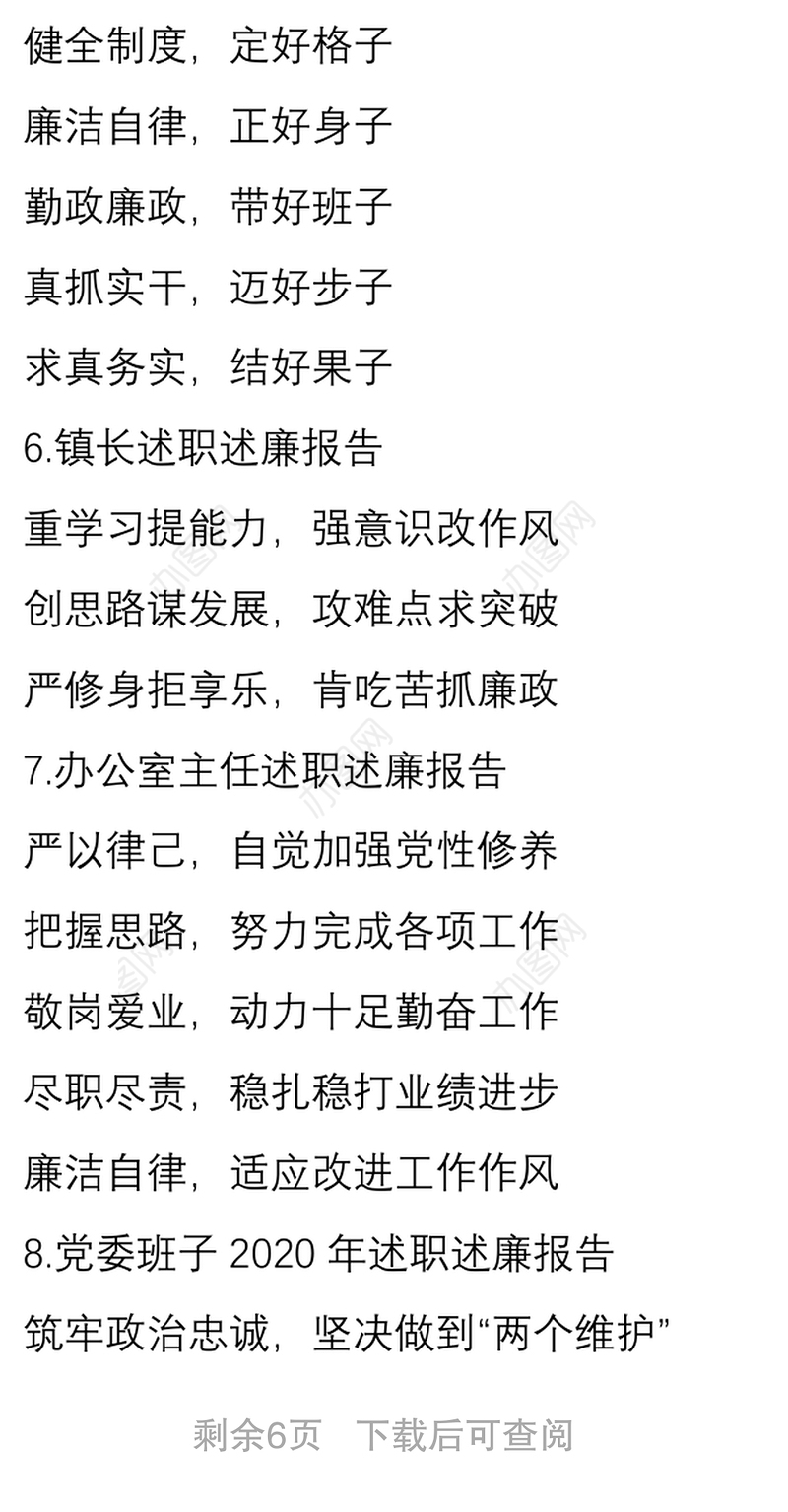 2021班子、个人述职述廉报告提纲30组