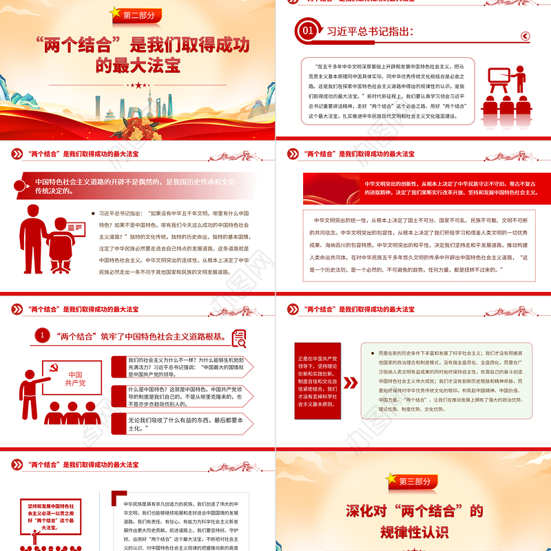 2023深刻理解和把握“两个结合”PPT大气精美风党员干部学习教育专题党课课件