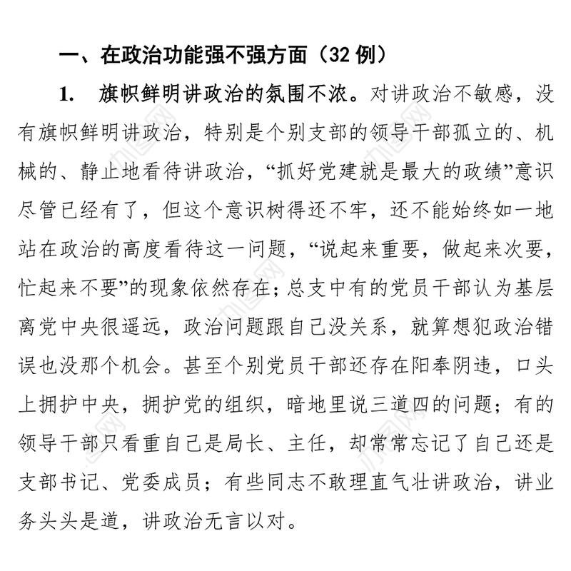 第一部分:组织生活会存在问题合集(174例)