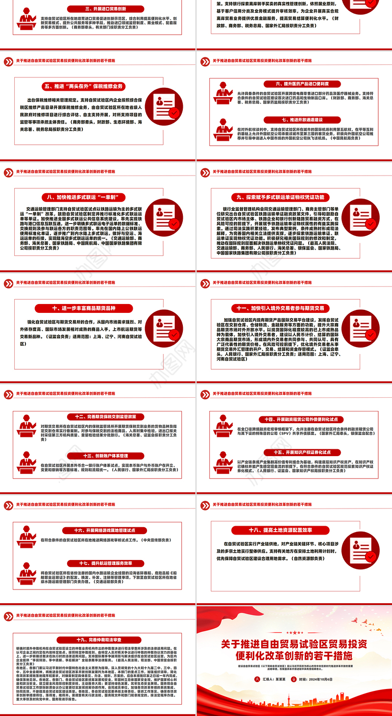精美风关于推进自由贸易试验区贸易投资便利化改革创新的若干措施PPT下载
