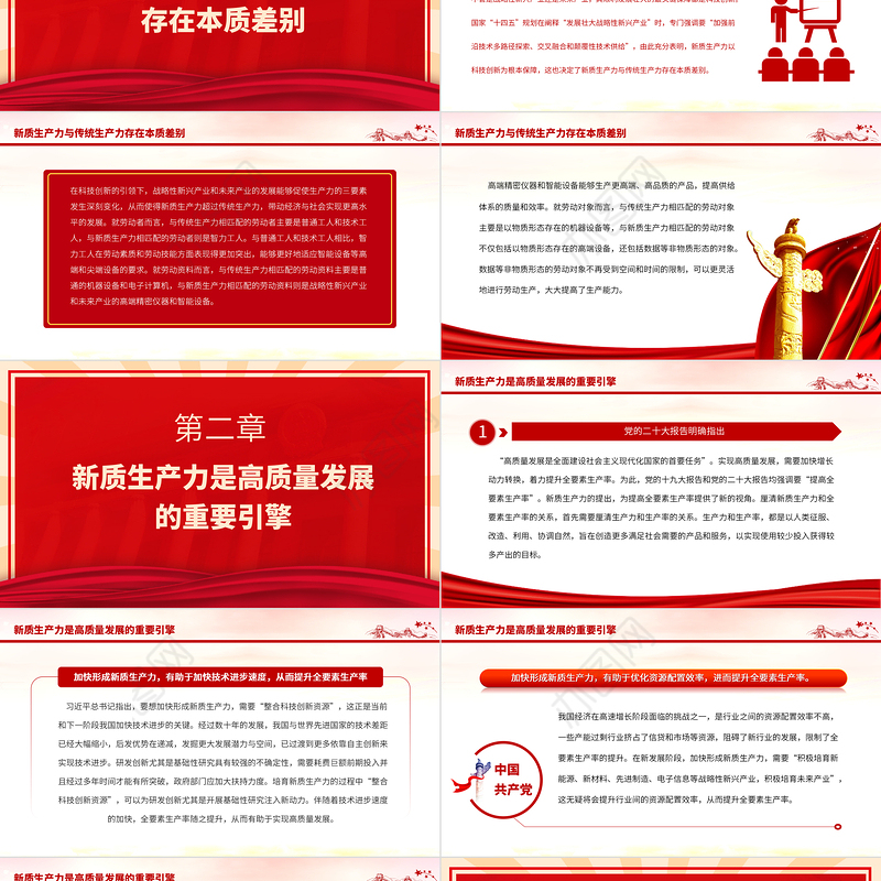 2023加快形成新质生产力着力推动高质量发展PPT大气精美风党员干部学习教育专题党课课件