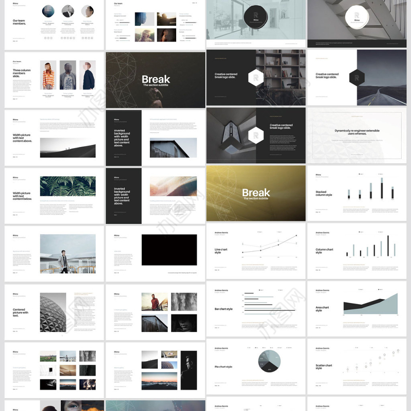 欧美高端MAC模板扁平化商务简约设计动态动画模板Keynote