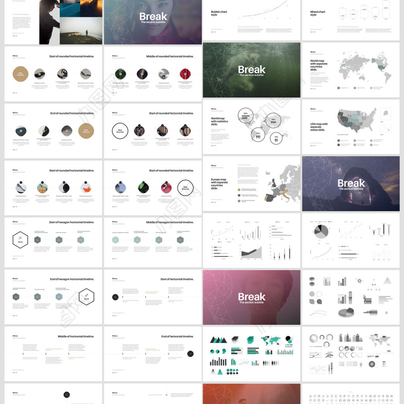 欧美高端MAC模板扁平化商务简约设计动态动画模板Keynote