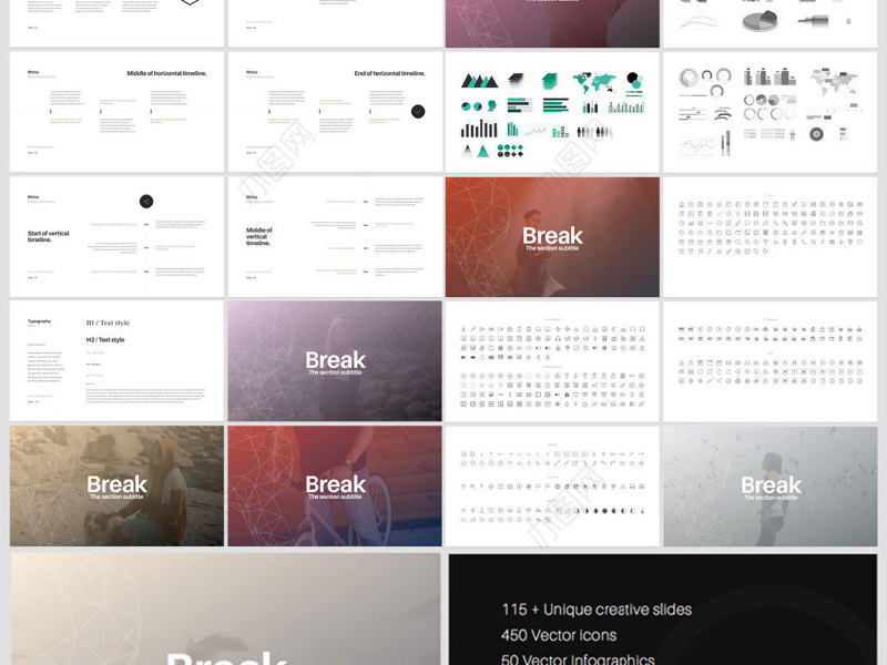 欧美高端MAC模板扁平化商务简约设计动态动画模板Keynote