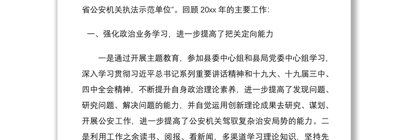 2021公安局局长述学述职述廉述法报告范文