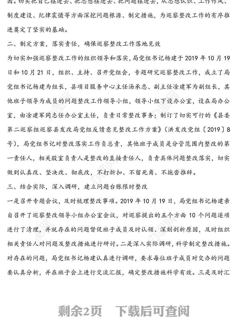 关于党组主要负责人落实巡察整改工作的情况报告