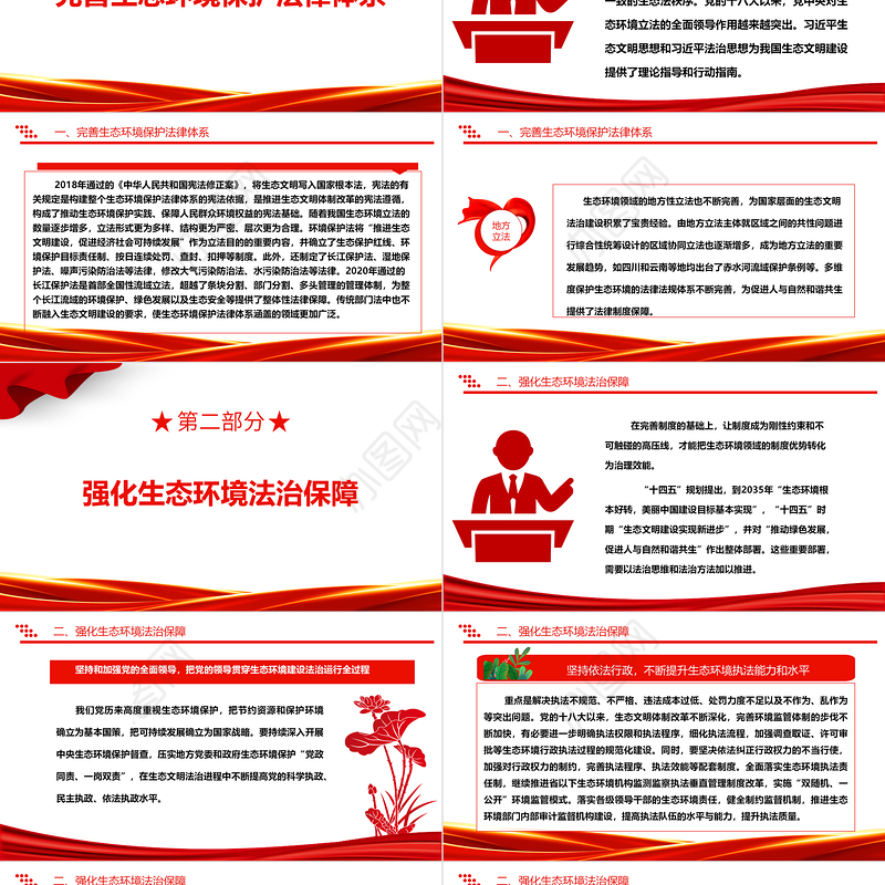 2023以法治力量推进生态环境治理体系和治理能力现代化ppt大气精美深入贯彻新时代中国特色社会主义生态文明思想党组织专题党课教育课件