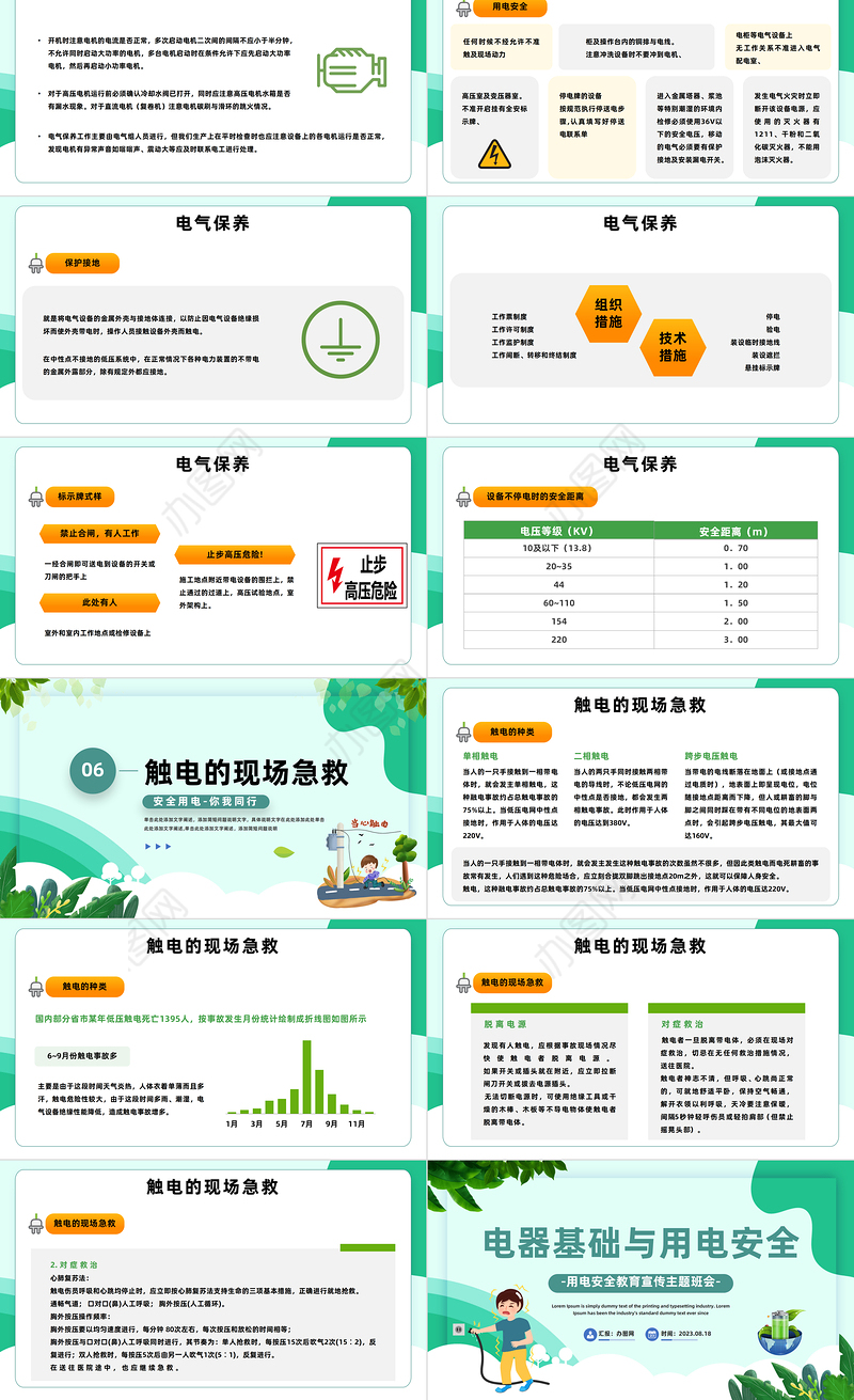 2023电气基础与用电安全PPT插画电气基础与用电安全课件模板下载