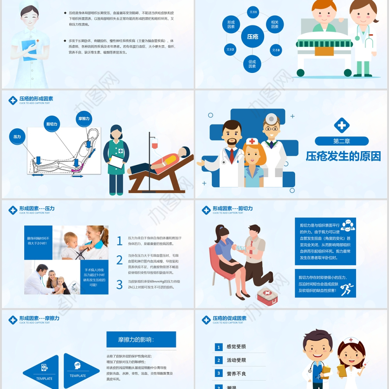 卡通简约压疮预防与护理PPT模板