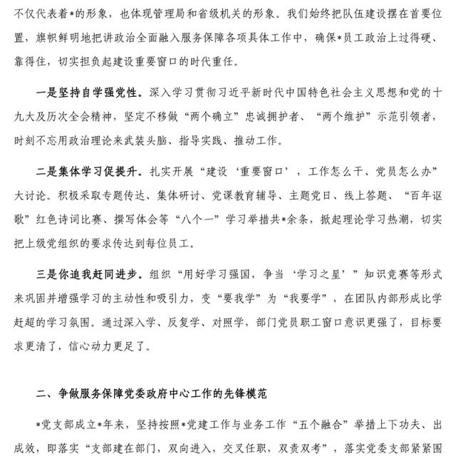 传承红色根脉争做先锋模范党支部党建交流发言材料