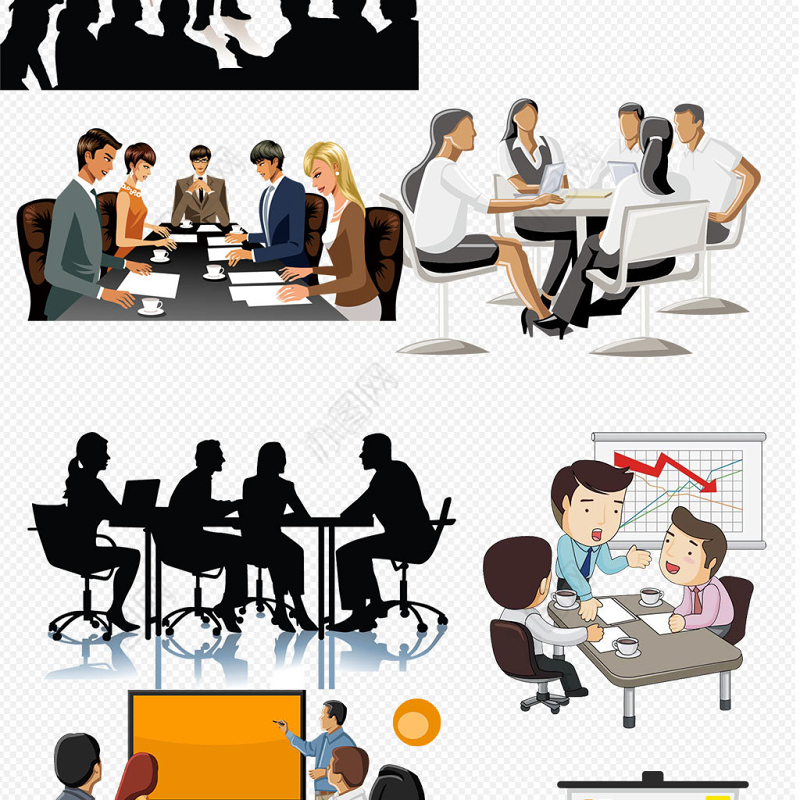 商务一群人开会讨论海报素材
