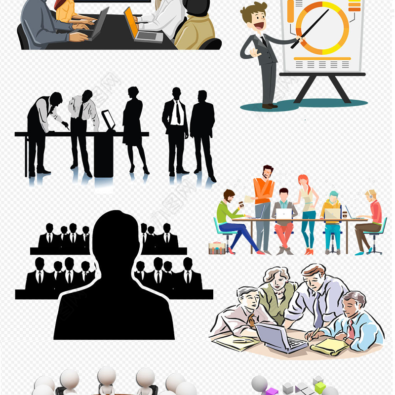 商务一群人开会讨论海报素材