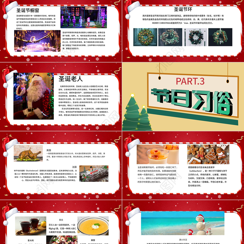 2020红色圣诞节快乐通用PPT模板