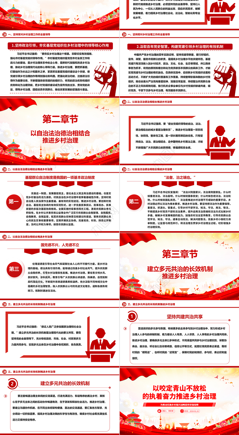 以咬定青山不放松的执着奋力推动乡村治理ppt大气简洁乡村振兴战略专题微党课