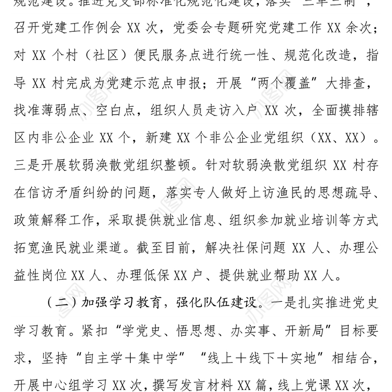 2021年度组织工作开展情况汇报