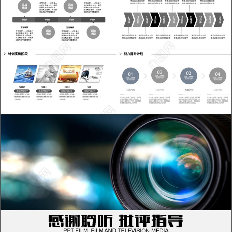 2018年微电影自媒体工作汇报PPT模板