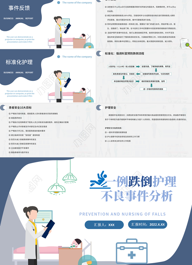 2022一例跌倒护理不良事件分析PPT大气简约医疗类通用PPT