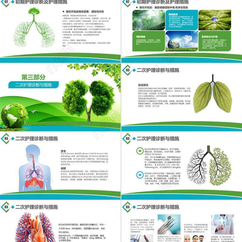 原创医疗肺部感染护理查房PPT模板