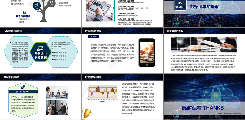 蓝色科技风数据分析师培训财务分析报告数据图表培训PPT模板