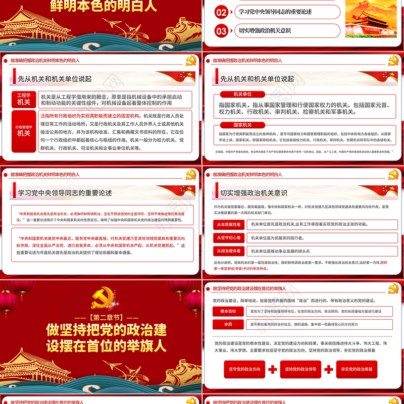 强化政治机关意识走好第一方阵全面从严治党党员干部培训党课PPT模板-含讲稿