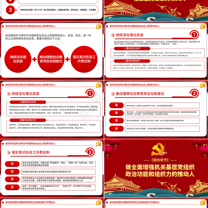 强化政治机关意识走好第一方阵全面从严治党党员干部培训党课PPT模板-含讲稿