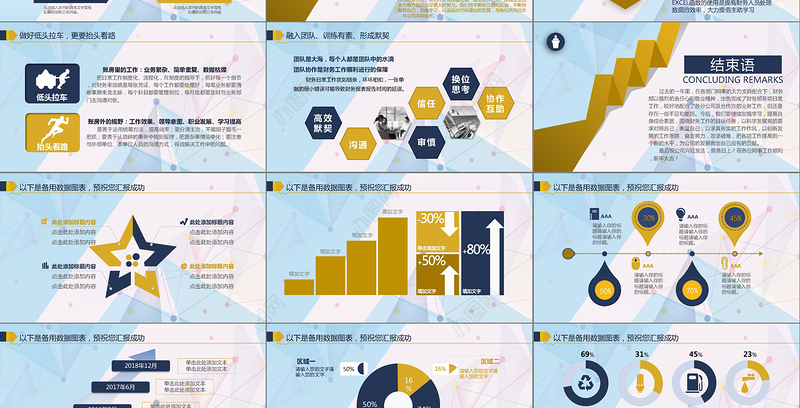 2020蓝色大气财务部工作总结PPT模板