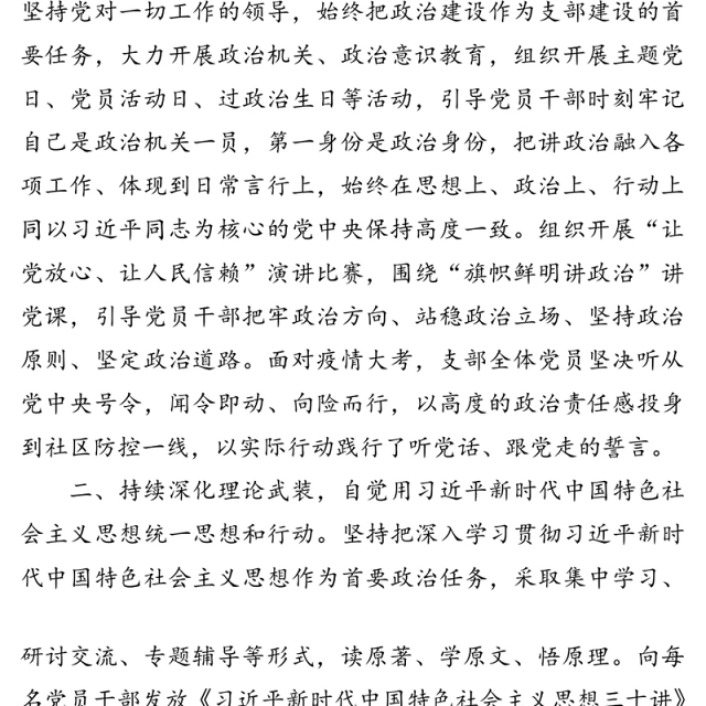 上半年支部党建工作总结