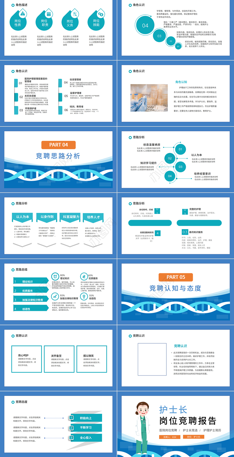2022护士长竞聘演讲PPT简约清新完整框架内容竞聘专用PPT模板下载