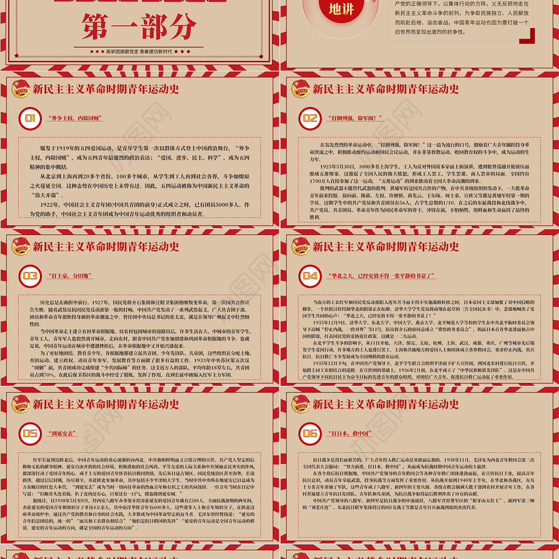 中国青年运动史PPT红色复古风建团百年青春向党弘扬五四精神挥洒热血青春专题团课