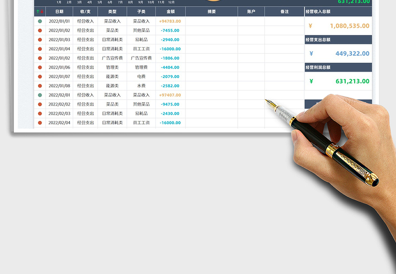 2022餐饮营业收支表免费下载