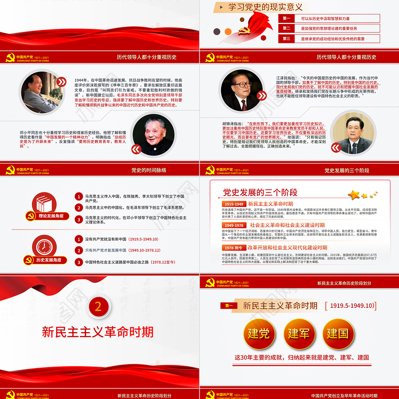 红色极简风七一建党节建党100周年中国共产党简史授课专题党课PPT