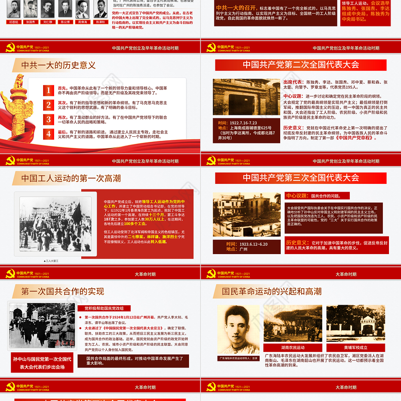 红色极简风七一建党节建党100周年中国共产党简史授课专题党课PPT