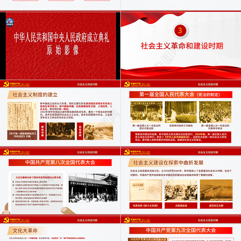 红色极简风七一建党节建党100周年中国共产党简史授课专题党课PPT