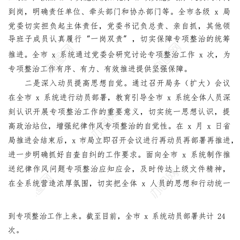 纪律作风专项整治工作总结报告