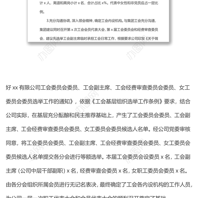 xx有限公司关于召开一届一次职工代表大会、会员代表大会的情况报告