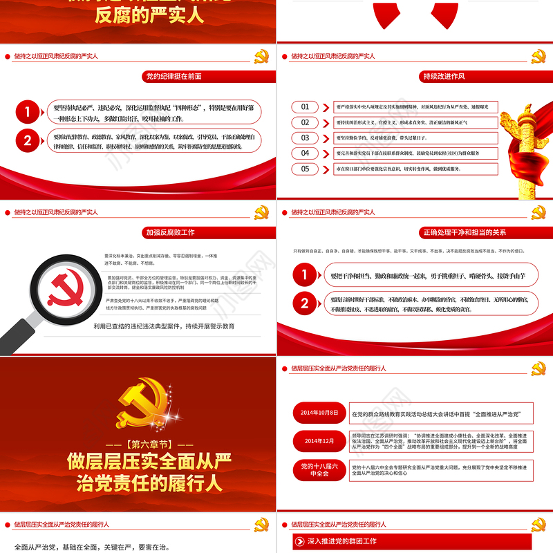 党委（党组）强化政治机关意识走好第一方阵落实全面从严治党主体责任规定专题党课PPT模板