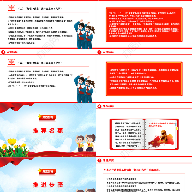 红领巾奖章PPT红色精美2022-2023年度红领巾奖章四星章评选工作的通知模板下载