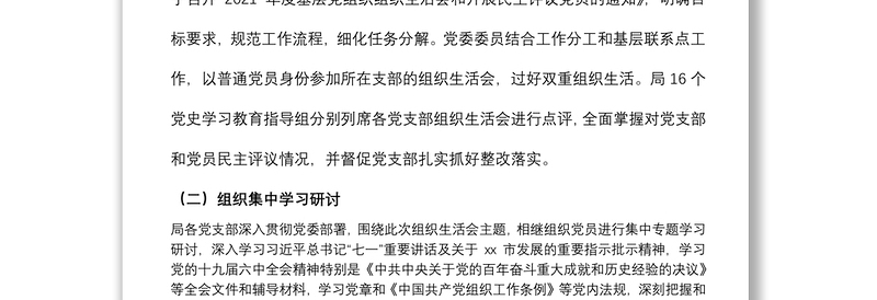 X市委关于组织所属党支部召开2021年组织生活会和开展民主评议党员情况报告