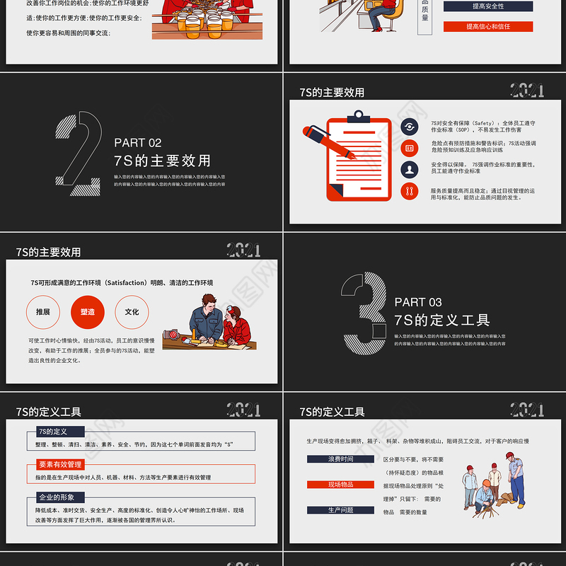 2021企业生产车间7s管理培训黑色简约商务PPT模板