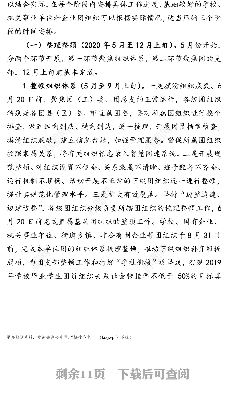 全市基层团组织规范化建设工作实施方案