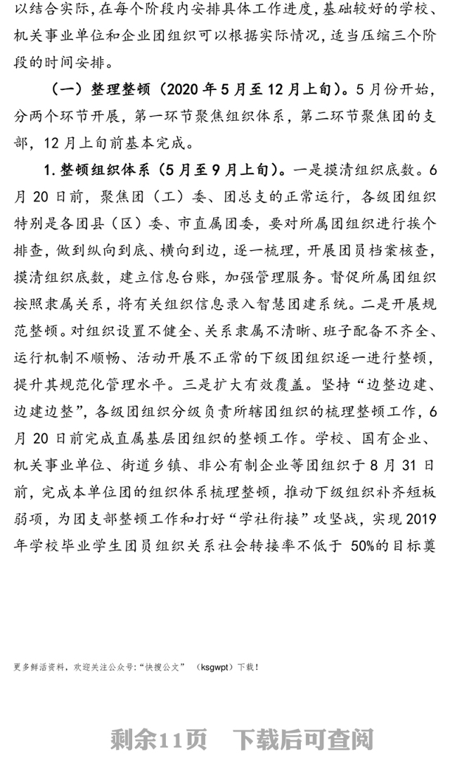 全市基层团组织规范化建设工作实施方案