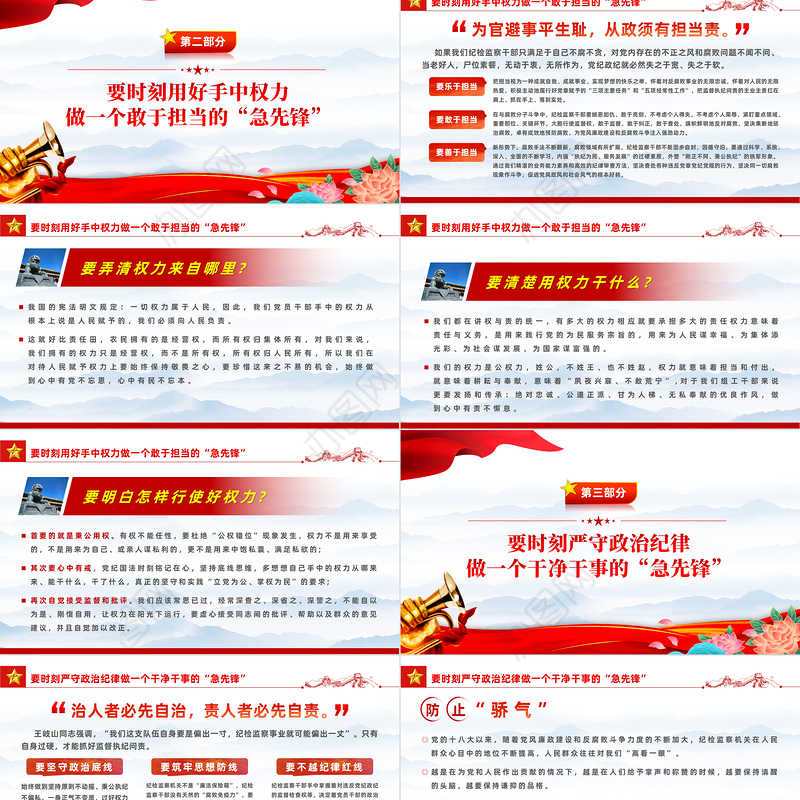 2023做一名纪检监察铁军的急先锋PPT精美党政风讲政治重廉洁守纪律党员干部学习专题党课课件模板下载