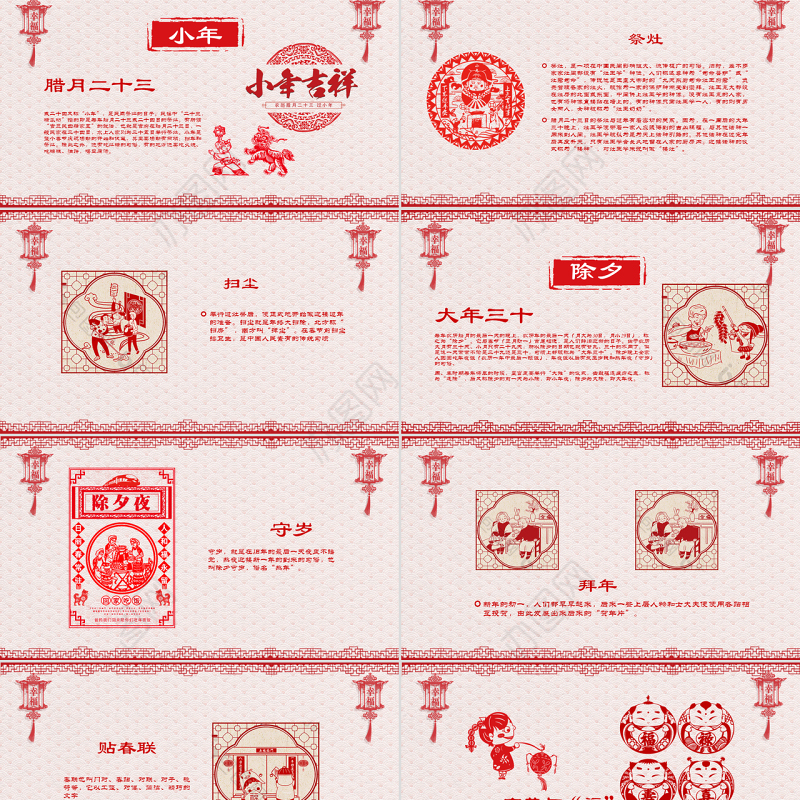 原创新年春节习俗传统文化民俗中国年PPT模板-版权可商用