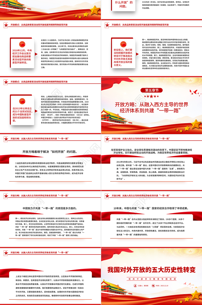 细数我国对外开放的五大历史性转变PPT简洁风学习教育党课课件