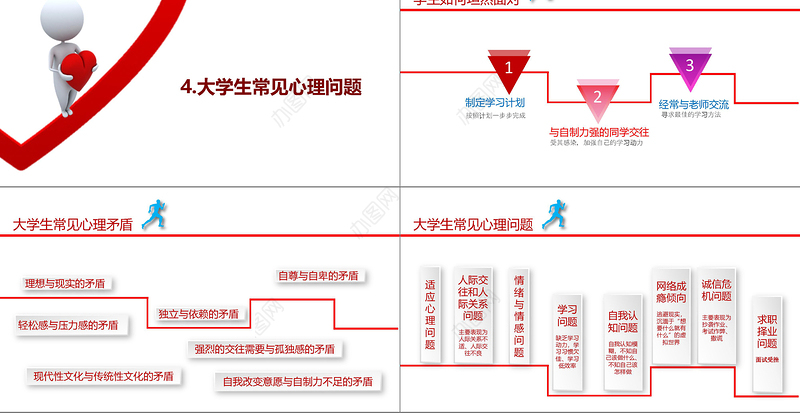 简约红色大学生心理健康教育PPT课件