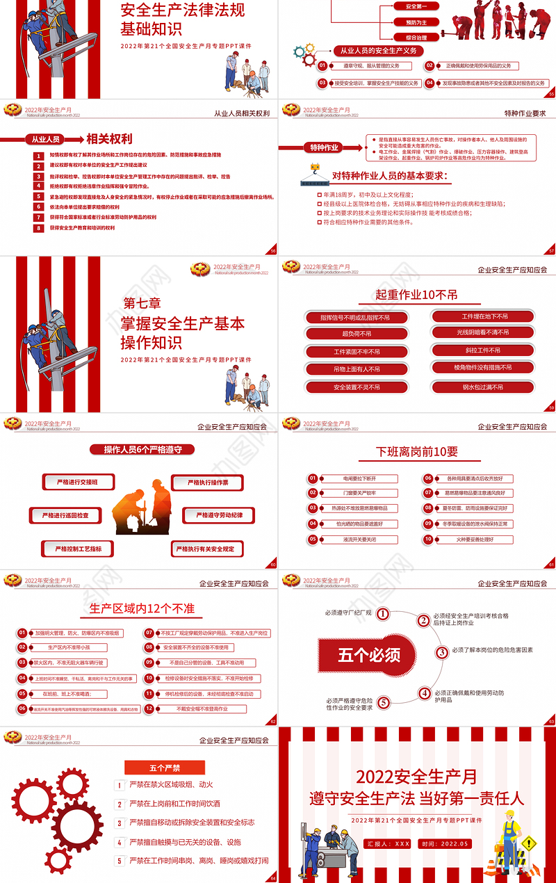 2022安全生产月PPT红色大气遵守安全生产法当好第一责任人企业安全生产专题课件