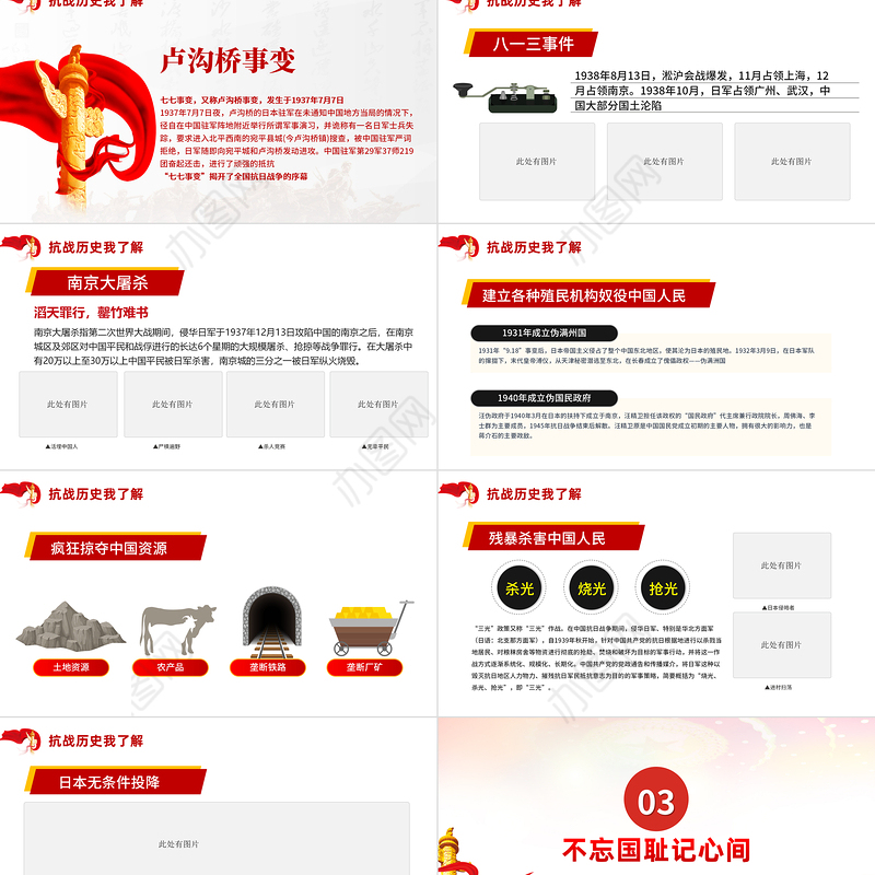 庆祝抗日战争胜利75周年纪念反法西斯战争红色专题党课PPT