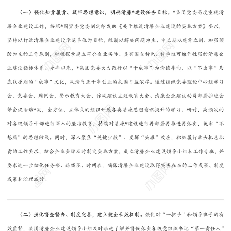 国企清廉企业建设工作情况汇报