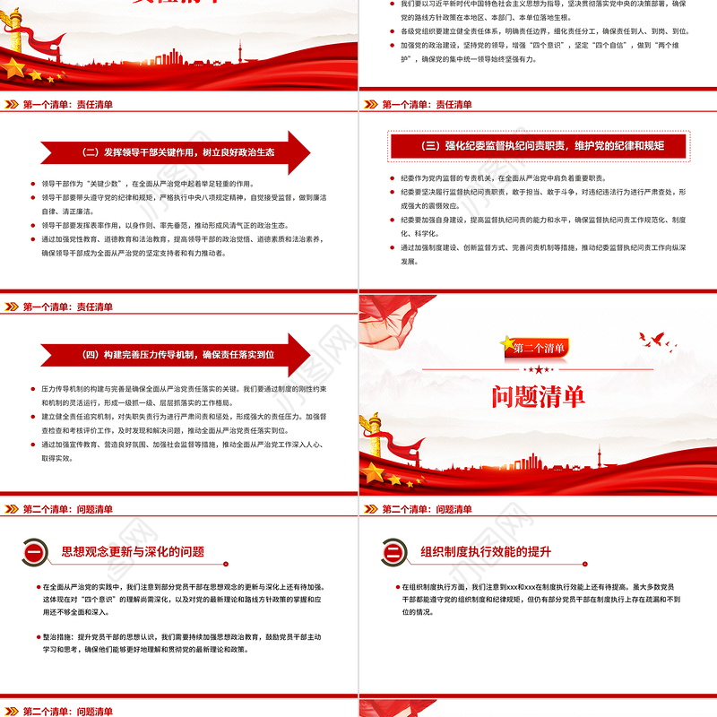 全面从严治党的“三个清单”PPT大气精美党员干部学习党课下载